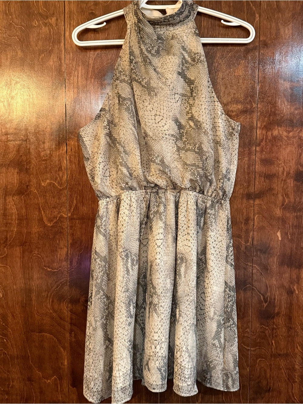 Express Snakeskin Animal Print Halter Fit & Flare Cocktail‎ Party Dress M